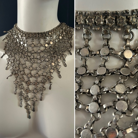 Vintage Jewelry - VTG chain mail bib necklace